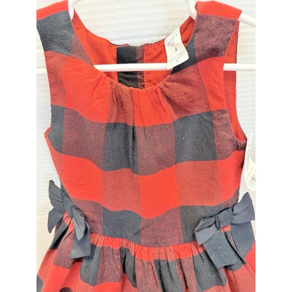 CARTER’S Girls Sz 4 Red & Black Buffalo Plaid Check Dress Holiday Pictures New - Picture 6 of 10
